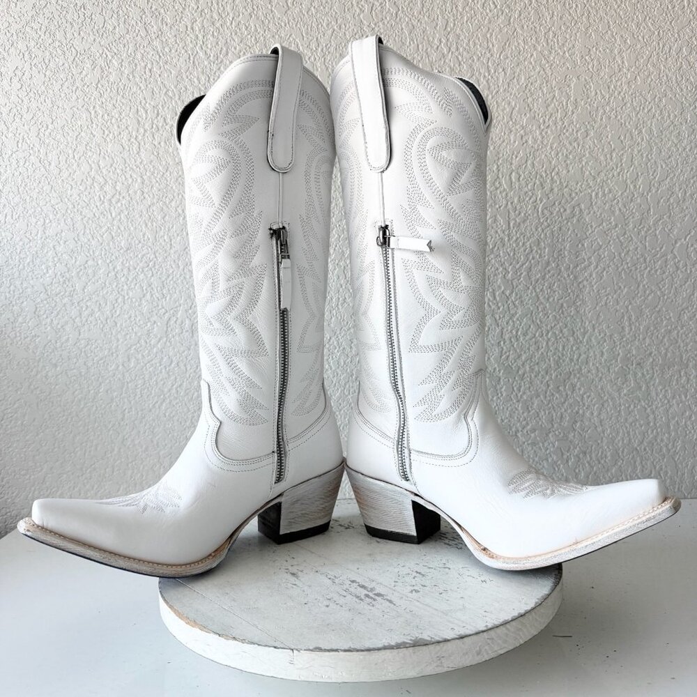 Lane MEGAN MORONEY Smokeshow Womens Cowboy Boots White Western Tall Snip Toe 5 - Picture 8 of 10
